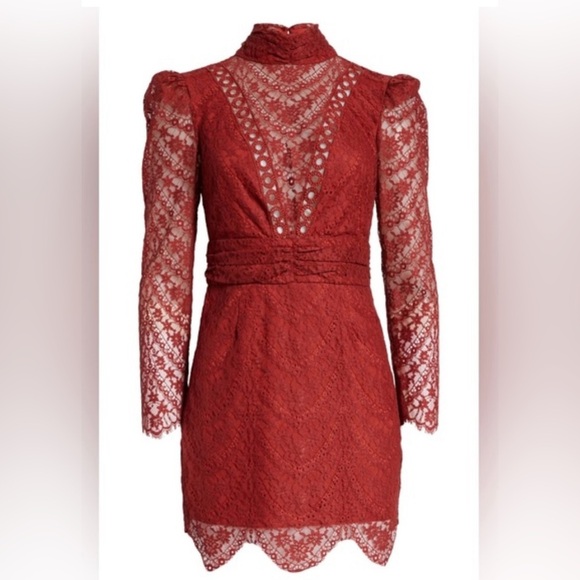 Saylor Celia Elegant Burgundy Lace Dress size XS - Picture 2 of 11